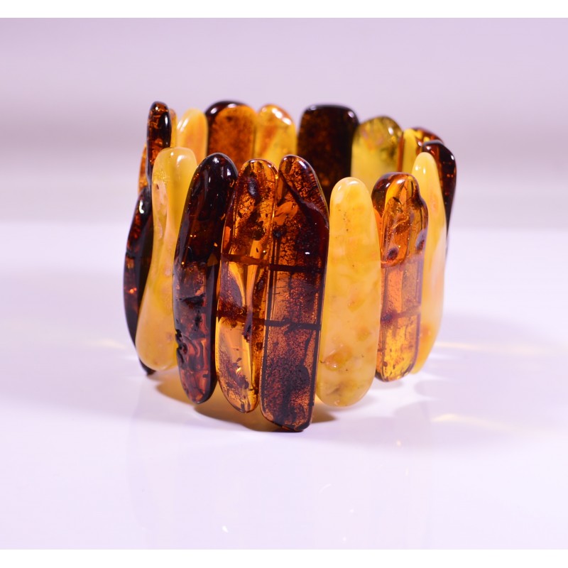 Bracelet grande taille en ambre naturel de la Baltique