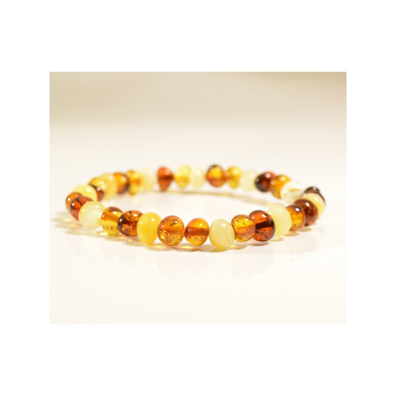 Natural Baltic amber multicolor adult bracelet