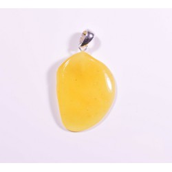 Natural Baltic amber Yellow drop pendant with Silver clasp