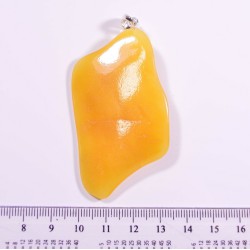 Natural Baltic amber yellow drop pendant with Silver clasp