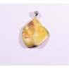 Natural Baltic amber yellow & green drop pendant with Silver clasp