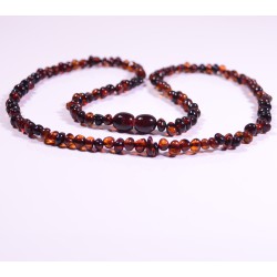 55 cm Baltic amber small dark beads adult necklace
