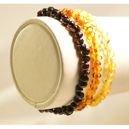 Lot 3 wholesale Natural Baltic amber Multi color style adult bracelet
