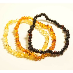 Lot 3 wholesale Natural Baltic amber Multi color style adult bracelet