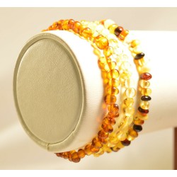 3 wholesale Natural Baltic amber multi color style adult bracelet