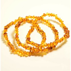 3 wholesale Natural Baltic amber cognac style adult bracelet