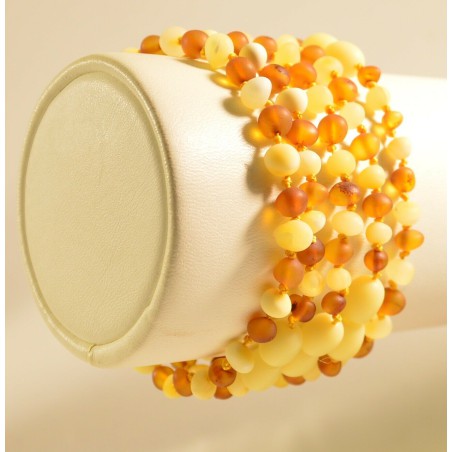Lot de 5 bracelets en ambre naturel de la Baltique en gros - non poli avec fermoir
