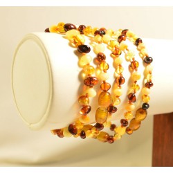 Lot de 5 bracelets en ambre véritable de la Baltique -multicolore avec fermoir