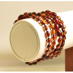 Lot de 5 bracelets en gros d'ambre véritable de la Baltique - olive cerise avec fermoir
