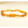 Lot of 5 wholesale Genuine Baltic amber bracelet - cognac with clasp