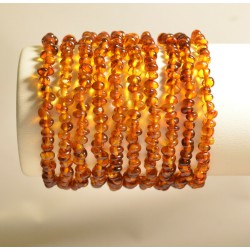 Lot 10 wholesale Genuine Baltic amber baroque bracelet - cognac style