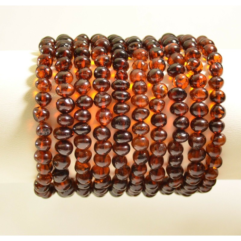 Lot 10 wholesale Natural Baltic amber baroque cherry adult bracelet