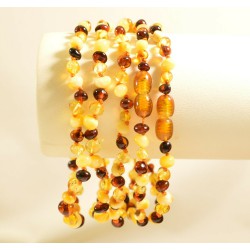 25 cm Lot 5 wholesale Baltic amber baroque multi color bracelet & anklet