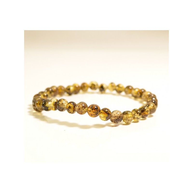 Bracelet ambre baltique perles vertes